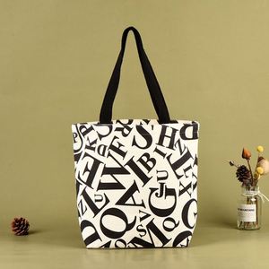 Design Organic Reusable Customized Letter Logo <b>Printed</b> Shopping Cotton Canvas Active Lifestyle Sporty Tote Bag for Gym - Product Image 1