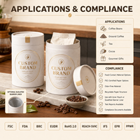 Emballage en tube de papier personnalisé, boîte cylindrique rigide à spirale, FSC, qualité alimentaire, café, thé, parfum, cadeau, usine OEM
