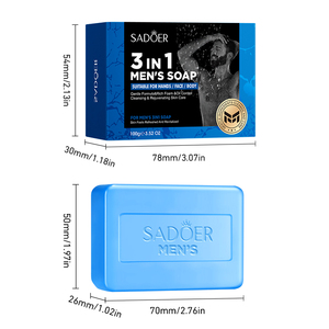 Savon Solide 3-en-1 Contrôle Sébum Hommes Adultes Marque Blanche 100g Formule Douce Nettoyage Profond Hydratant Soin Peau Fait Main Visage Mains - Product Image 6