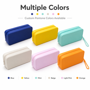 Étui à crayons en silicone minimaliste, imperméable, grande capacité, sac de papeterie portable, trousse à maquillage, étui à crayons pour l'école et le bureau - Product Image 4