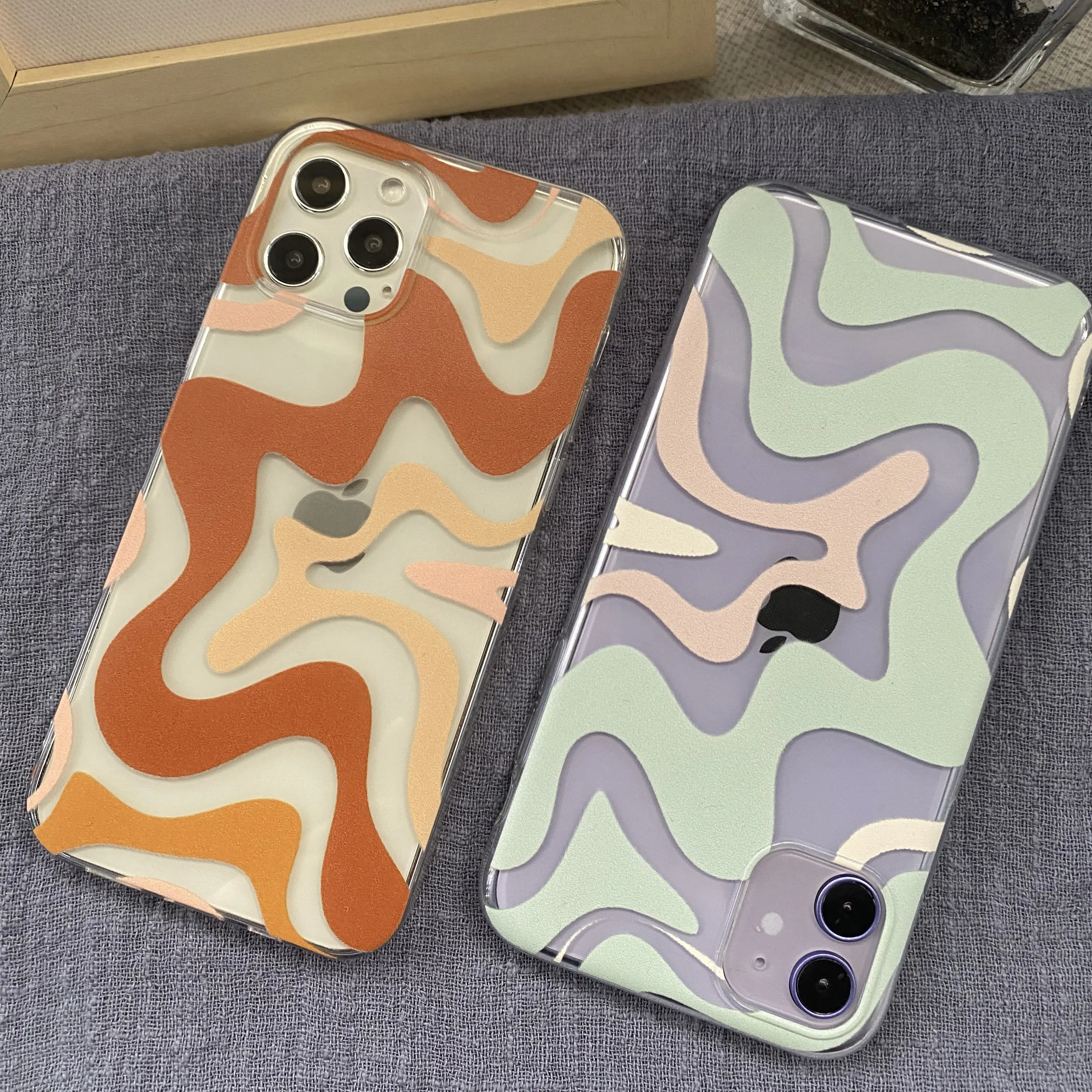Liquid Swirl Abstract Pattern in Beige and Sage Green Phone Case for iPhone 11 12 pro XS MAX 8 7 6 6S Plus X 5S SE 2020 XR case