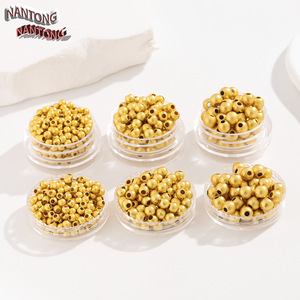 Cuentas redondas sueltas de 6 mm, chapadas en oro de Nantong, para la fabricación de joyería DIY, pulseras, collares y accesorios. - Product Image 1