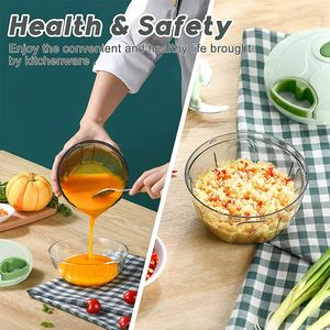 Portable Manual Hand Food Processor Onion Pulling Slicer Salad Vegetable Chopper 500ml - Product Image 4