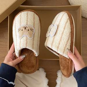 Evergreen Open Toe Half-<b>Slipper</b> for Women's Autumn/Winter <b>Thick</b>-<b>Soled</b> Double-Layer Wool Cotton Anti-Slippery <b>Slippers</b> - Product Image 3