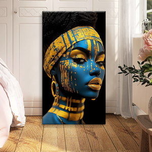Gros bleu visage feuille <span class=keywords><strong>d</strong></span>'<span class=keywords><strong>or</strong></span> Sexy beauté Portrait affiche Art mural femme toile imprimée peinture pour mur <span class=keywords><strong>d</strong></span>écor à <span class=keywords><strong>la</strong></span> maison - Product Image 3