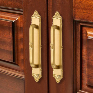 <strong>French</strong> Retro Kitchen Cabinet Handles High-quality Brass Drawer <strong>Knobs</strong> Light Luxury Furniture Hardware Copper Handles - Product Image 3