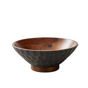 Cuenco de madera hecho a mano con diseño Wabi Sabi, plato de servir de madera de acacia para regalo, presentación de alimentos, cuenco de madera para servir. - Product Image 1