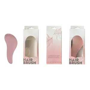 Escova de cabelo desembaraçadora personalizada para extensão de cabelo, cor rosa, acabamento macio fosco, em forma de emaranhado