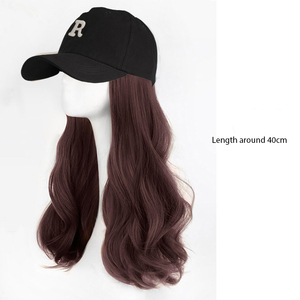 MIO moda wave berretto da baseball parrucca lunghi <span class=keywords><strong>ricci</strong></span> parrucca <span class=keywords><strong>capelli</strong></span> sintetici extension naturale alla ricerca di parrucche cappello da baseball - Product Image 5