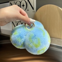 En gros, Pendentif porte-clés modèle mode en forme de boule, personnalisé et créatif, en fourrure de lapin douce, décoration à suspendre pour sac à dos, anniversaire