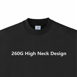 T-Shirt di Alta Qualità con Logo Personalizzato, <span class=keywords><strong>Magliette</strong></span> Pesanti a Collo Alto per Uomo, 260GSM <span class=keywords><strong>Cotone</strong></span> Spesso, T-Shirt Oversize Neutre - Product Image 3