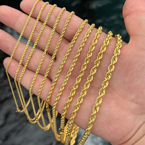 שרשרת חבל חלולה 18 קראט של מיי-איי, שרשרת חבל זהב 1.6-6 מ\\\"מ, שרשרת זהב 18 קראט לגברים - Product Image 2