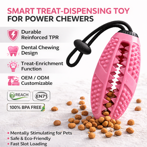 कारखाने प्रत्यक्ष कस्टम tpr रग्बी कुत्ते खिलौना टिकाऊ इंटरैक्टिव उपचार रस्सी ओम/गंध पालतू संवर्धन आपूर्ति के साथ चउ खिलौना - Product Image 1