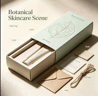 Boîtes cadeaux botaniques vert clair imprimées avec logo personnalisé, motif feuille, emballage en carton long pour cosmétiques et cadeaux
