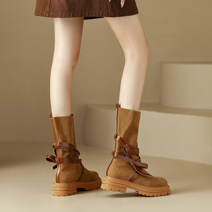 Cialisa – bottines d'hiver à talons épais en daim pour femme, chaussures à semelle plate, noir Caramel, taille <span class=keywords><strong>42</strong></span>, nouvelle collection - Product Image 3