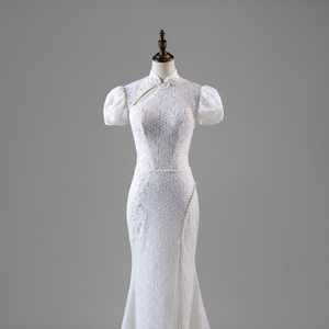 Vestido de novia Vintage de encaje marfil para mujer, manga corta, cola pequeña, sirena, <span class=keywords><strong>2022</strong></span> - Product Image 1