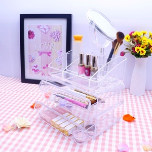 Hot Sale Cosmetic Storage <span class=keywords><strong>Box</strong></span> <span class=keywords><strong>2</strong></span> Layer Dustproof Jewelry Lipstick Cosmetic Organizer Makeup Organizer - Product Image 4