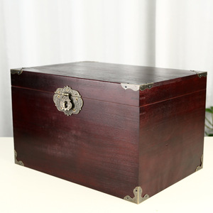 Vintage Wooden Storage <b>Box</b> Rectangular 9cm High With Lock <b>Large</b> Capacity Jewelry Organizer Decorative <b>Gift</b> <b>Box</b> - Product Image 1