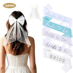 YACHEN Ensemble Nœud Cheveux, Voile et Écharpe pour Future Mariée, Cadeau pour Halloween, Fête Prénuptiale, Fiançailles et Enterrement de Vie de Jeune Fille - Product Image 1