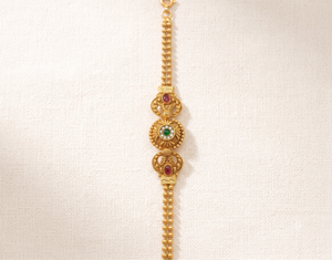 DIVYORO Royal Floral Gold Plated <b>Bracelet</b> with Marquise Cut Stone Detailing Luxury <b>Copper</b> Brass Women's Fashion Jewelry - Product Image 1