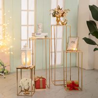 Supports floraux métalliques dorés pour centres de table de mariage, vases colonnes hauts pour arrangements floraux de table, centres de table floraux