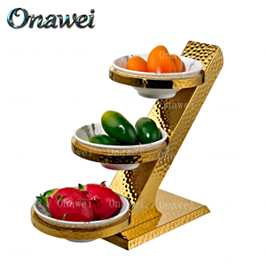 حامل تقديم حلويات Onawei ذهبي من الستانلس ستيل، 3 أدوار، لتزيين حفلات الزفاف والشاي بعد الظهر والبوفيه، لعرض الطعام - Product Image 5