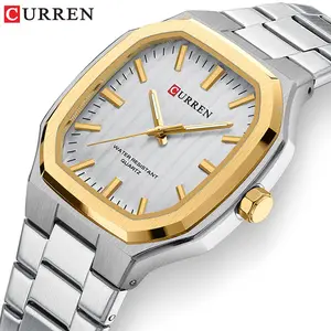 CURREN Golden Luxury Relojes de cuarzo Moda Full Acero inoxidable Luminoso Reloj Curren Original Reloj de pulsera para hombres Relojes 8458