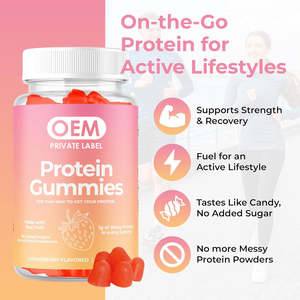 חלבון ללא סוכר gummies-תוסף בריאות חלבון גבוה עבור גברים ונשים | צמח על בסיס סיבי | סיבי gummies למבוגרים - Product Image 2