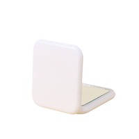 Miroir de maquillage compact pliable à double face avec éclairage LED intégré, finition argentée, personnalisable