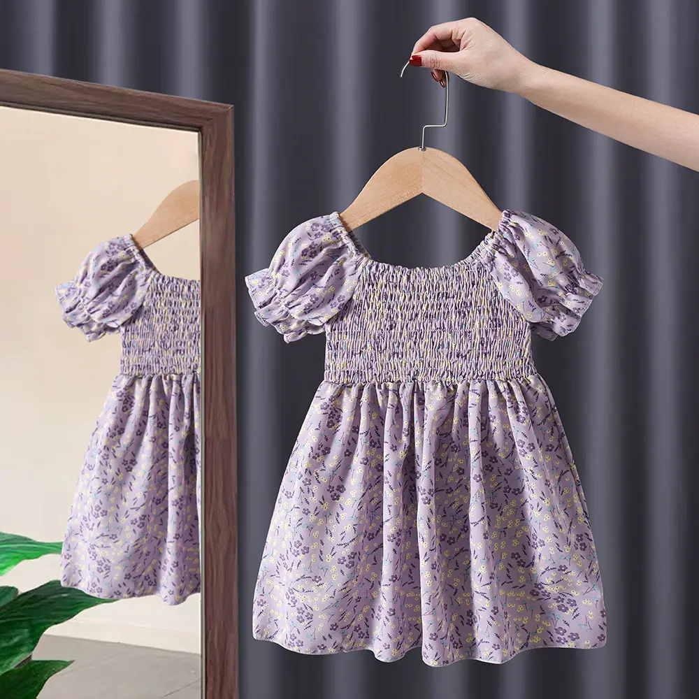 fashion wholesales polyester fabric flower girls' dresses kid 2-12 girls dresses