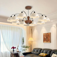 Lustre moderne du milieu du siècle à 8 lumières, abat-jour ondulé blanc crème, luminaire de plafond en fer, luminosité 3000/4000/6000k