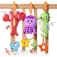 Jouets de dentition pour bébé Tumama, hochet en peluche, hippocampe marin, pieuvre, homard, jouet suspendu pour lit de bébé, siège auto, poussette, jouet doux à cloche