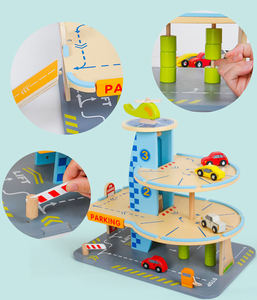 Ensemble de jouets de course de voiture de <span class=keywords><strong>Garage</strong></span> en <span class=keywords><strong>bois</strong></span> pour enfants, jeux éducatifs Montessori OEM Parent-enfant, cadeaux d'anniversaire pour enfants - Product Image 2