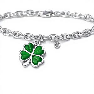 Pulsera de Regalo de Alta Calidad con Dijes Personalizados, Cadena de Metal con Trébol de Cuatro Hojas, Flor Linda, Chapado en Oro y Zirconia - Product Image 1