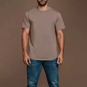 Custom Logo 95%cotton 5%spandex Breathable Coffee Super Soft Plain T Shirt For Men