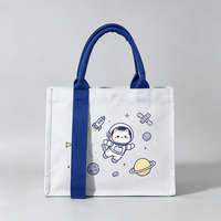Sac de rangement portable en toile personnalisé avec logo, fermeture éclair, motif dessin animé, réutilisable, pour cadeaux, voyage, cosmétiques, chaussures, étudiants, sport, usage quotidien