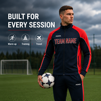 Ensemble de survêtement de football personnalisé avec veste zippée intégrale et pantalon fuselé pour clubs, académies et acheteurs de vêtements d'équipe en marque blanche