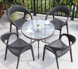 Restaurant Café Patio Imperméable Jardin Extérieur PP Chaises De Salle À Manger Empilables En Plastique PVC Rotin Jardin Café Chaises avec Accoudoir - Product Image 4