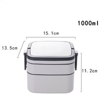 Boîte à lunch portable en plastique à double couche, boîte à bento, boîte à lunch pour étudiants, enfants, employés de bureau, récipient alimentaire pouvant être chauffé au micro-ondes