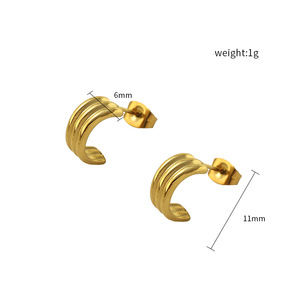 Geometric Stud Earrings Gold 316 Stainless Steel Lightweight Fashion Jewelry For Women Daily Wear - Product Image 4
