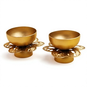 Lámpara Diya de Latón Chapado en Oro, Portavelas Religioso Redondo Pulido para Decoración del Hogar - Product Image 5