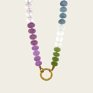 Collana alla Moda Antiallergica Placcata Oro 18k con Chiusura a Scatto Rotonda e Ciondolo con Perline in Pietra Oceanica - Product Image 3