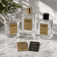Plaques de nom métalliques de luxe pour flacons de parfum, finition miroir, police personnalisée, emballage cosmétique, décorations, étiquettes métalliques