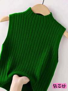 I-0669 Top sans manches rétro chic pour femmes, vente chaude, été, décontracté, rayé, tricoté, veste courte, col demi-haut, design large - Product Image 3