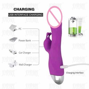 JoyPark USB şarj edilebilir seks oyuncak mastürbasyon G nokta odak 10-Speed IPX5 su geçirmez olmayan lateks silikon tavşan vibratör kadınlar için - Product Image 5