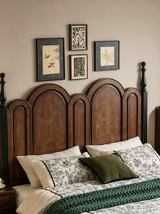 Traditional Mahogany Queen <b>Bed</b> Frame with Storage Box Spring Design Solid Wood Construction Dark <b>Brown</b> Finish - Product Image 3