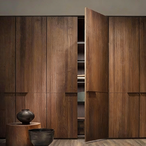 Armoire en bois moderne sans poignée BALOM, design à tirage invisible et grand rangement, meubles de chambre à coucher - Product Image 1