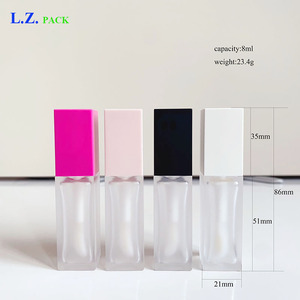 LZ Pack Nuevo Brillo Labial Líquido en Tubo Cuadrado con Brocha Grande, Botella Esmerilada Blanca, Negra, Rosa, 8ml, con Logotipo Personalizado - Product Image 6