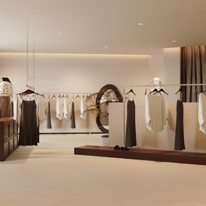 Solution de présentation complète pour boutique <span class=keywords><strong>en</strong></span> bois : Armoire murale LED pour vêtements, présentoir à vêtements suspendus pour magasin de détail - Product Image 2