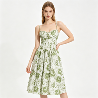 Robe Corset Maxi Florale Tissée Respirante Personnalisée OEM pour Femme – Collection Printemps-Été 2026 – Idéale pour Invitée de Mariage – Blanc Vert Grande Taille Style Vintage